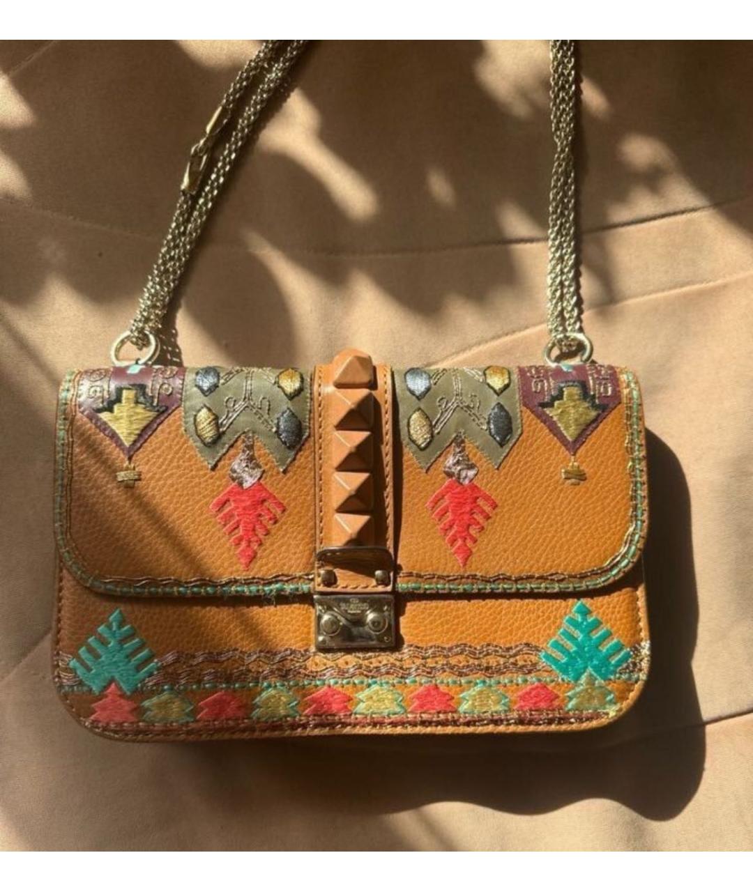 VALENTINO Коричневая кожаная сумка через плечо, фото 4