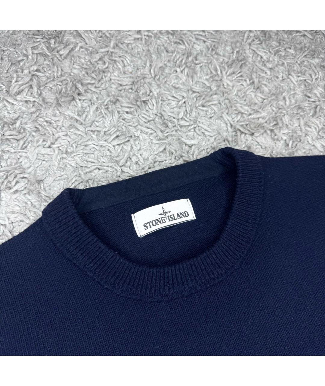 STONE ISLAND Темно-синий шерстяной джемпер / свитер, фото 3