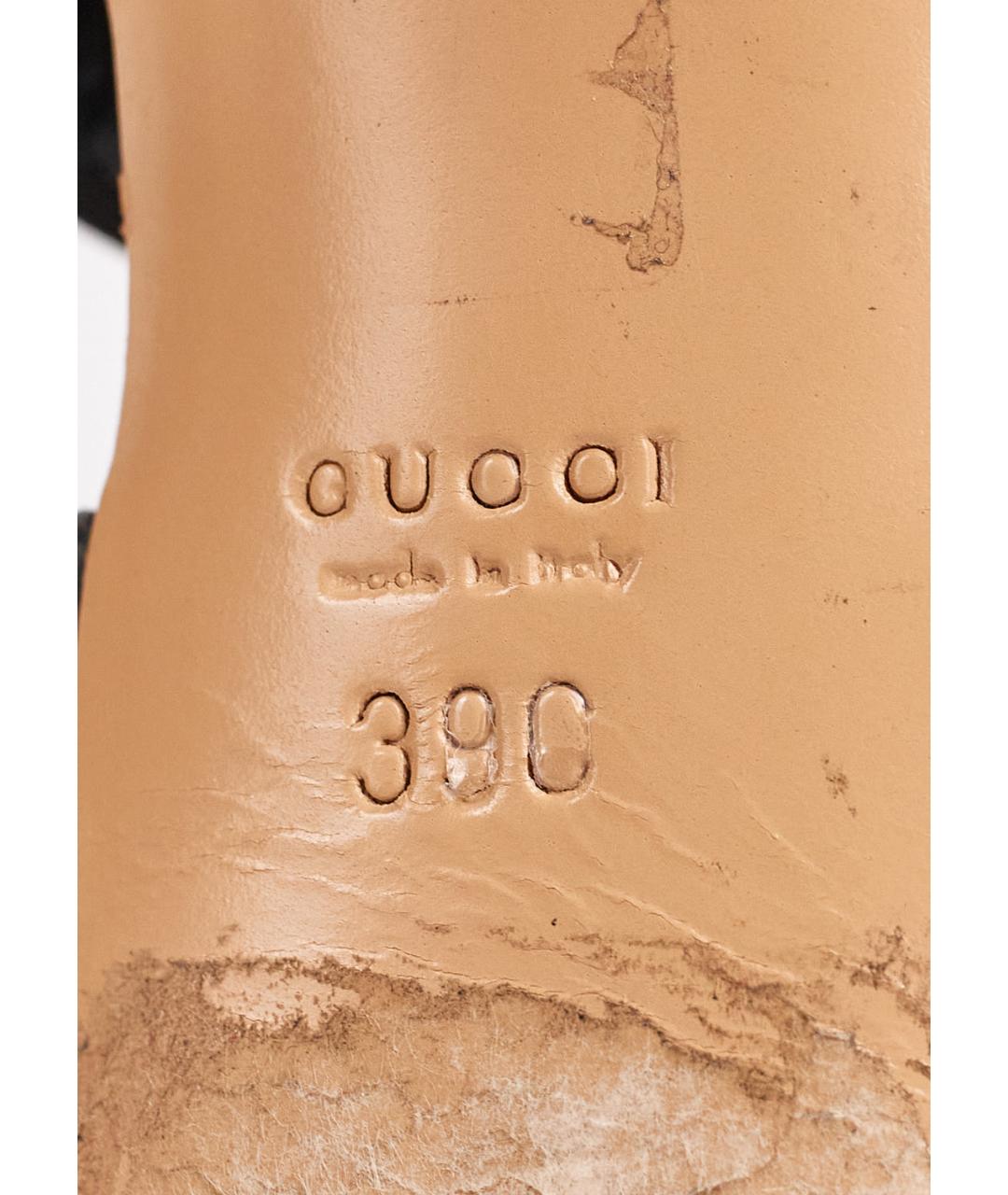 GUCCI Черные кожаные босоножки, фото 5
