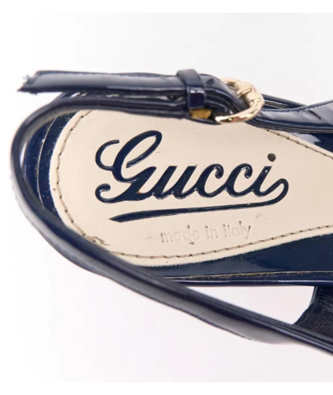 GUCCI Синие босоножки из лакированной кожи, фото 3