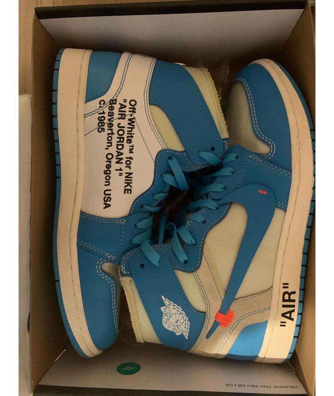 NIKE X OFF-WHITE Голубые кожаные высокие кроссовки / кеды, фото 4