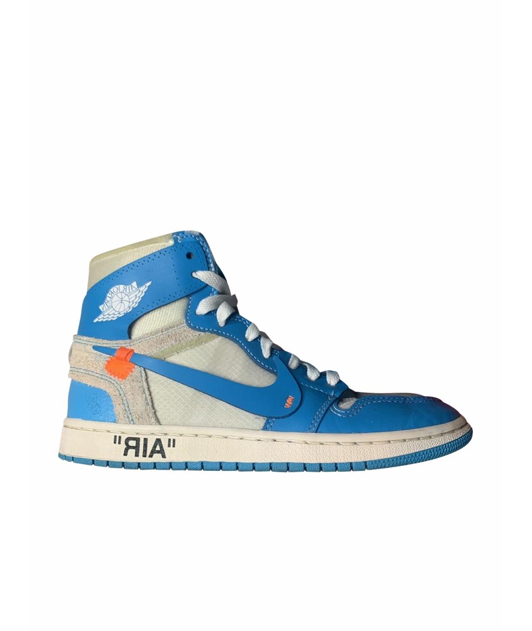 NIKE X OFF-WHITE Голубые кожаные высокие кроссовки / кеды, фото 1