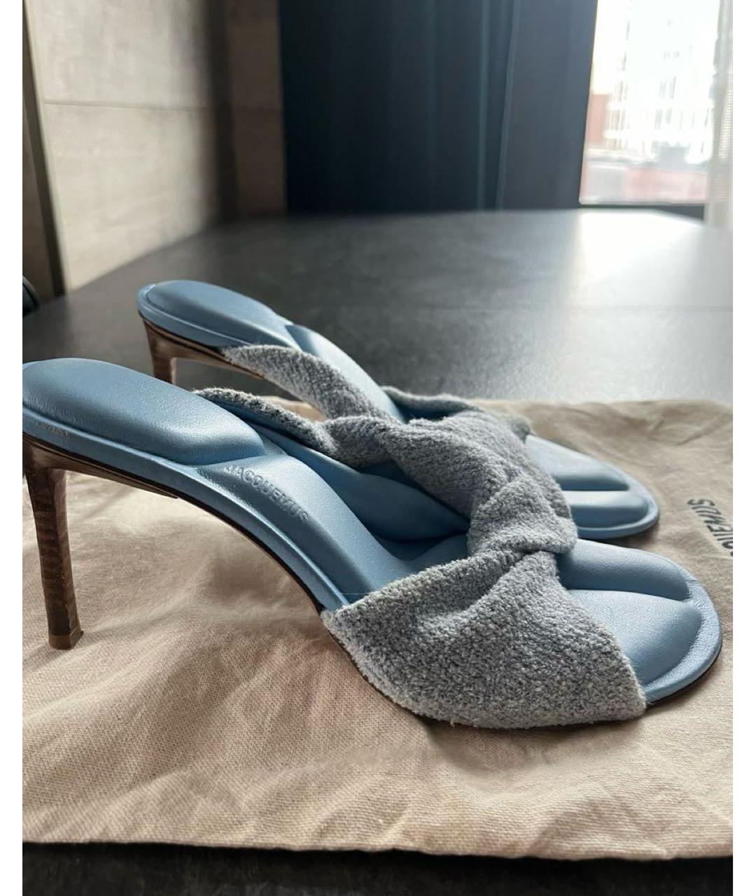 JACQUEMUS Серые кожаные мюли, фото 5