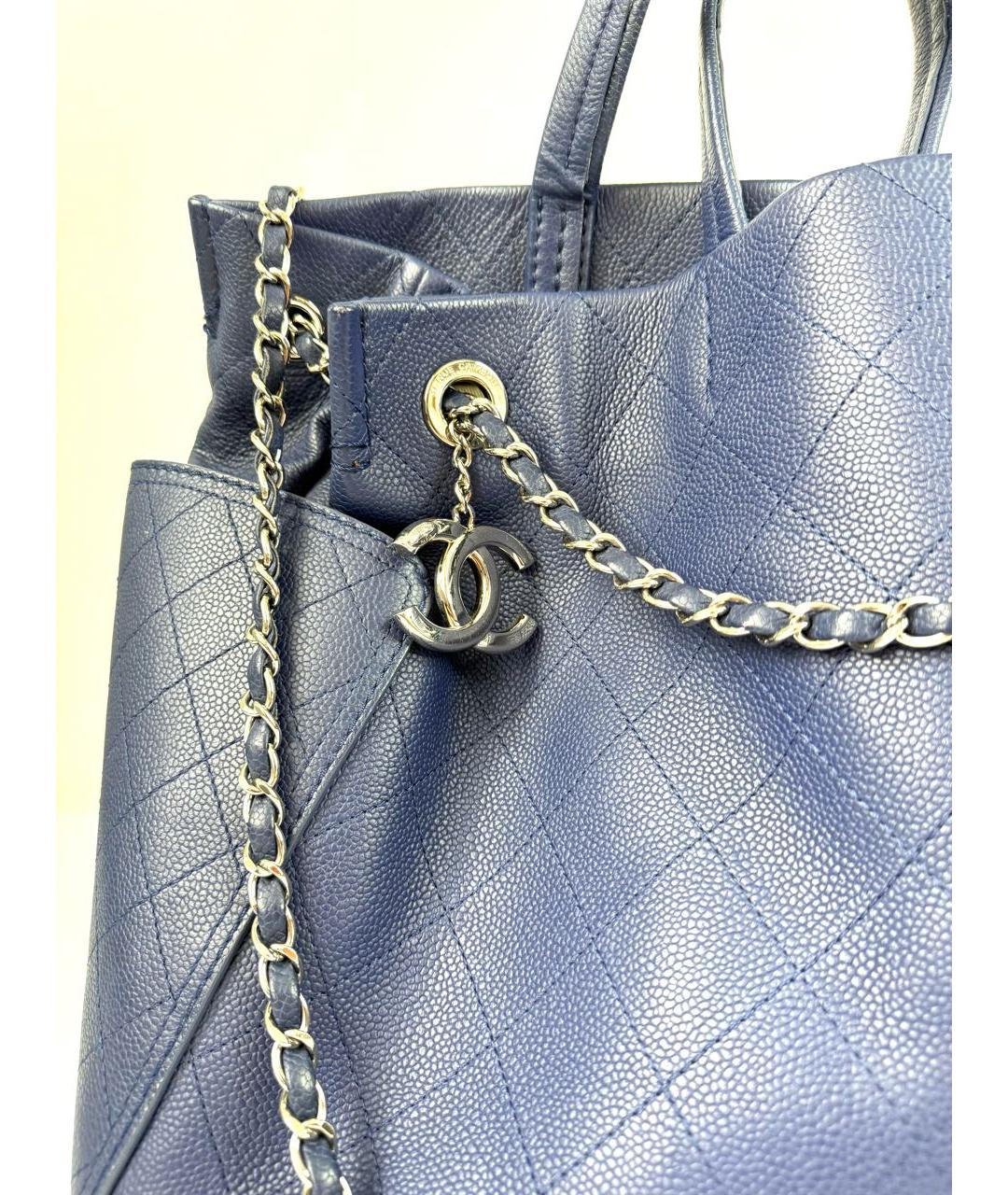 CHANEL Темно-синяя кожаная сумка через плечо, фото 7
