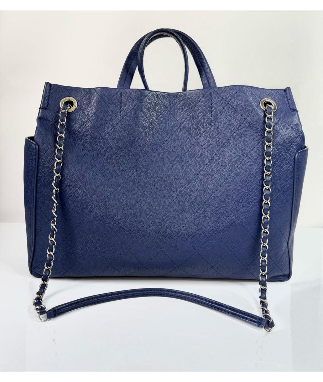 CHANEL Темно-синяя кожаная сумка через плечо, фото 2