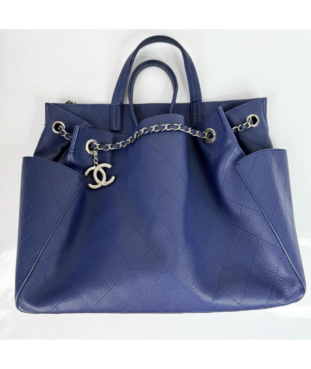 CHANEL Темно-синяя кожаная сумка через плечо, фото 8