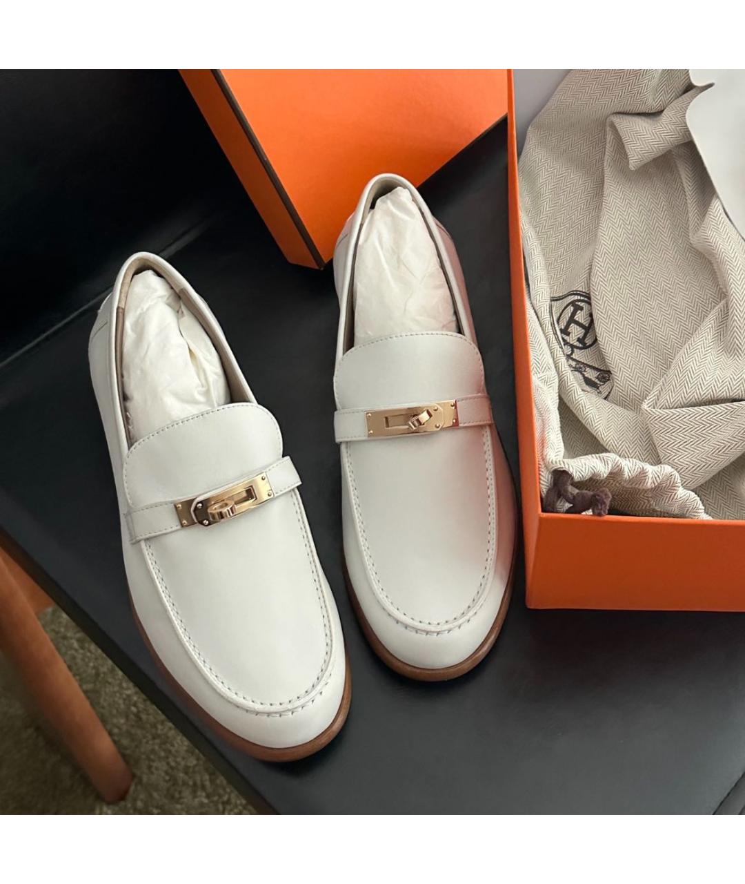 HERMES Белые кожаные лоферы, фото 2