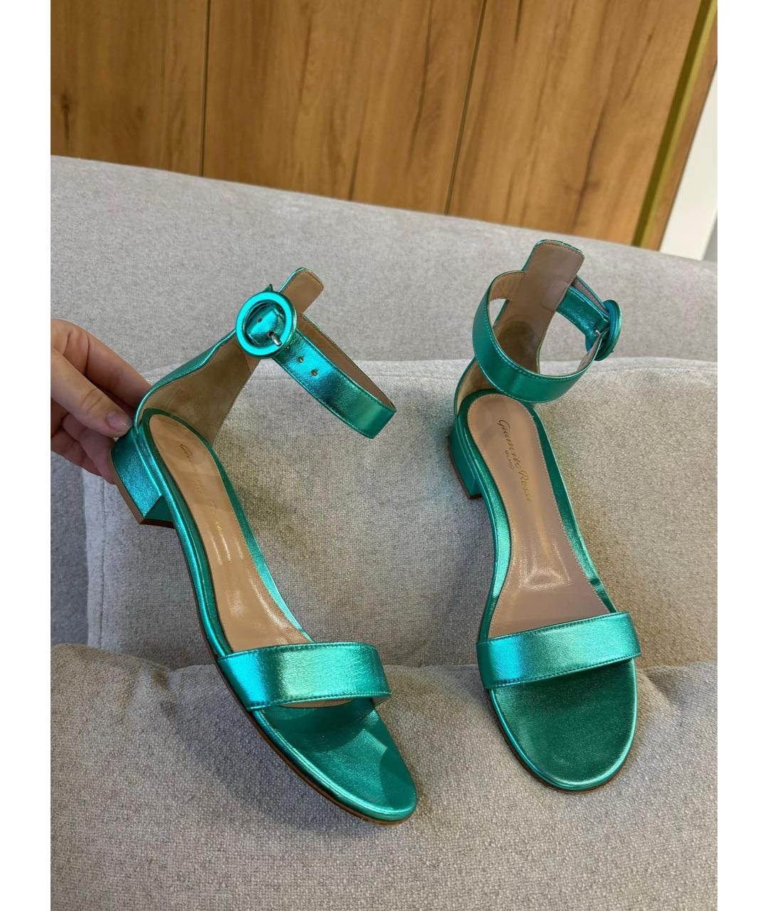 GIANVITO ROSSI Зеленые кожаные босоножки, фото 2