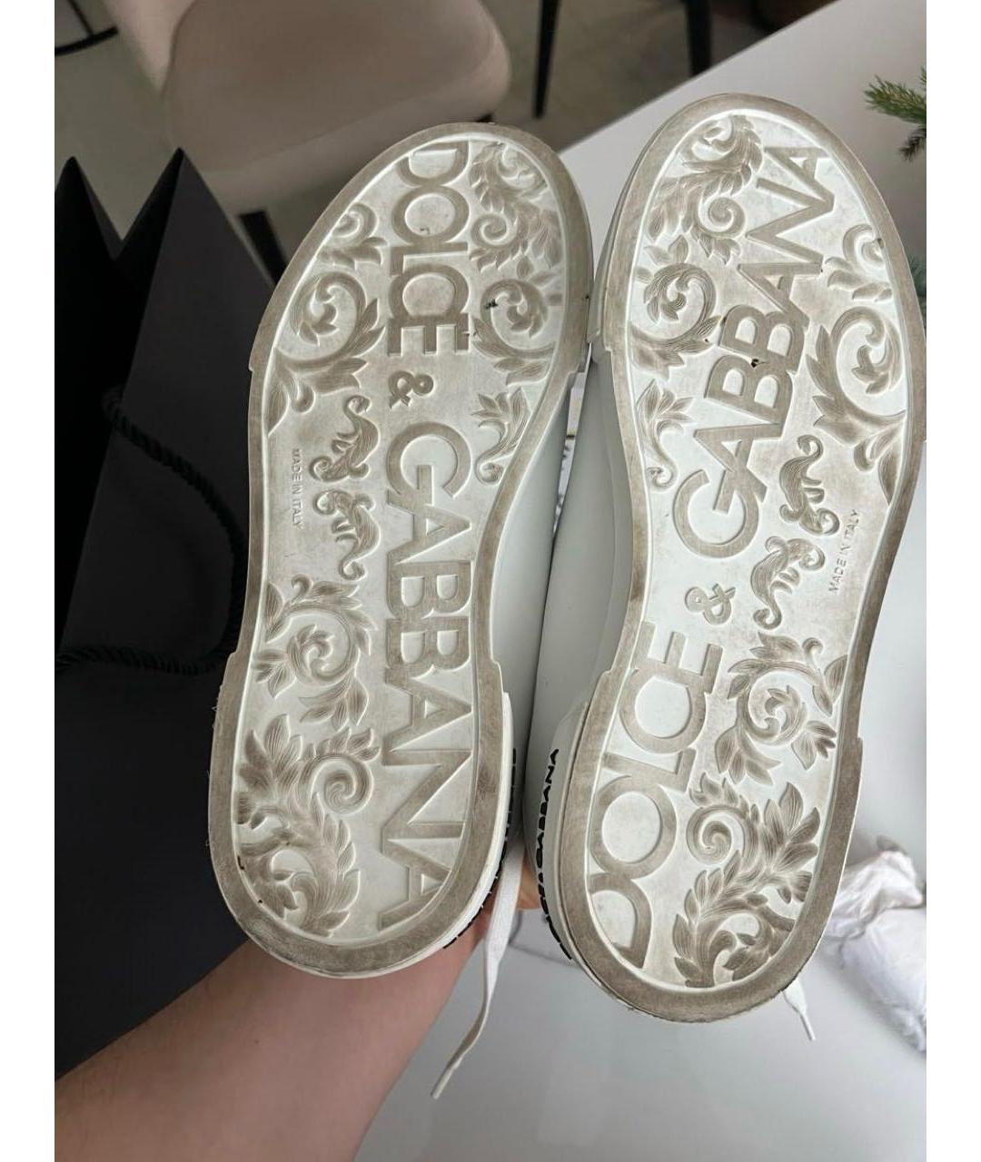 DOLCE&GABBANA Белые кожаные низкие кроссовки / кеды, фото 7