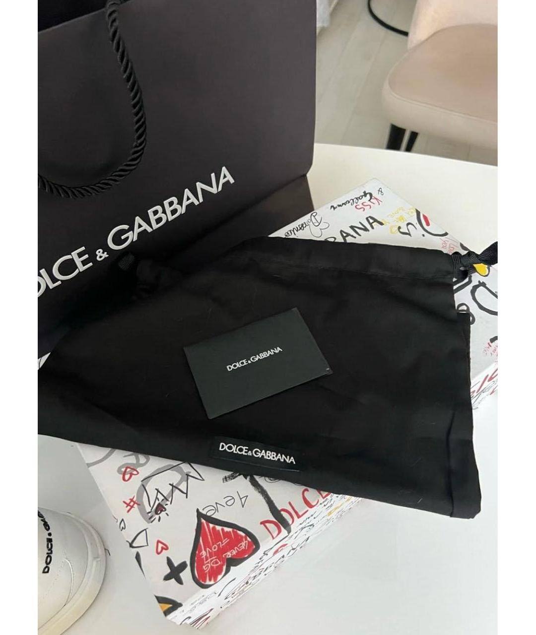 DOLCE&GABBANA Белые кожаные низкие кроссовки / кеды, фото 6