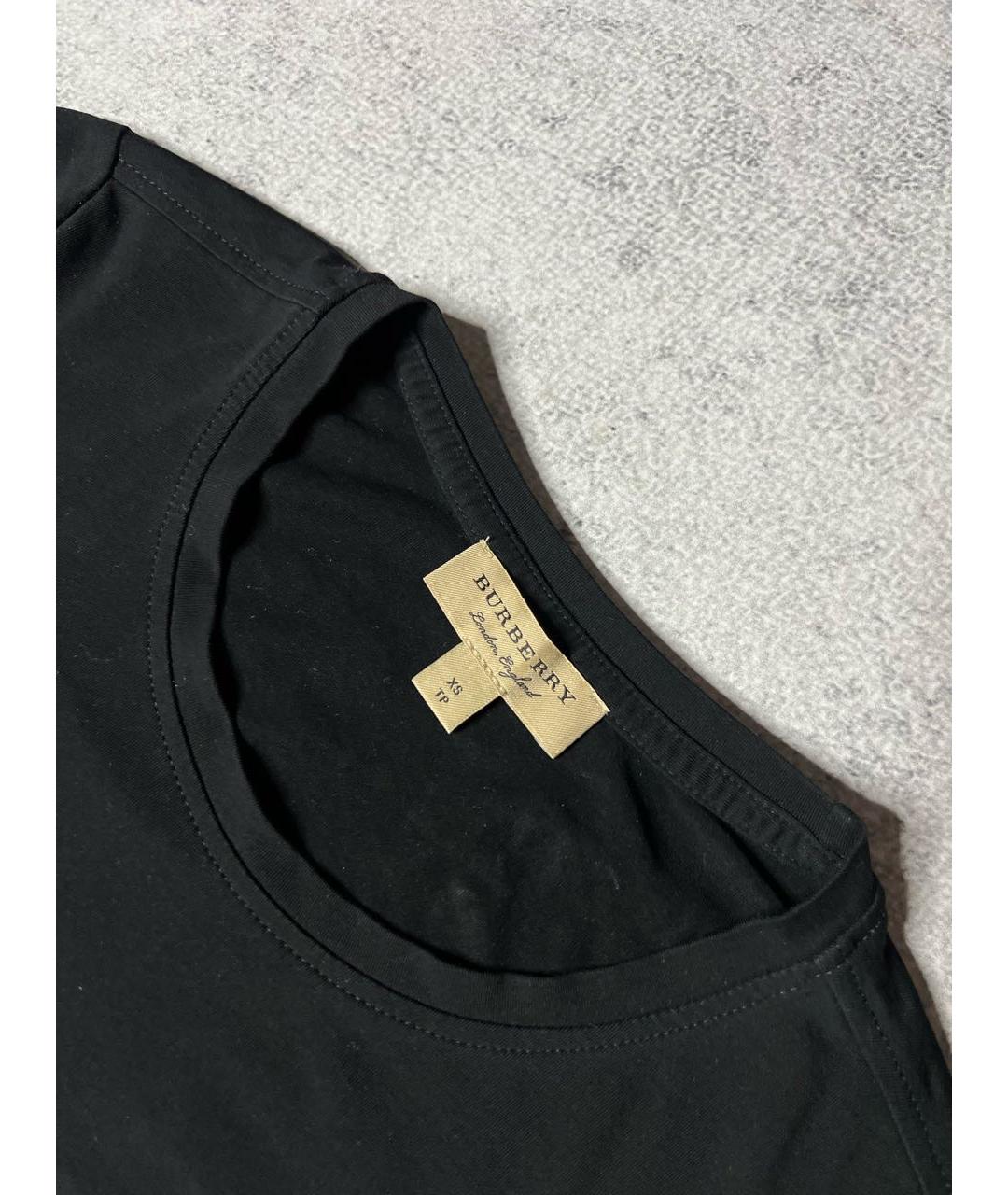 BURBERRY Черная хлопковая футболка, фото 3