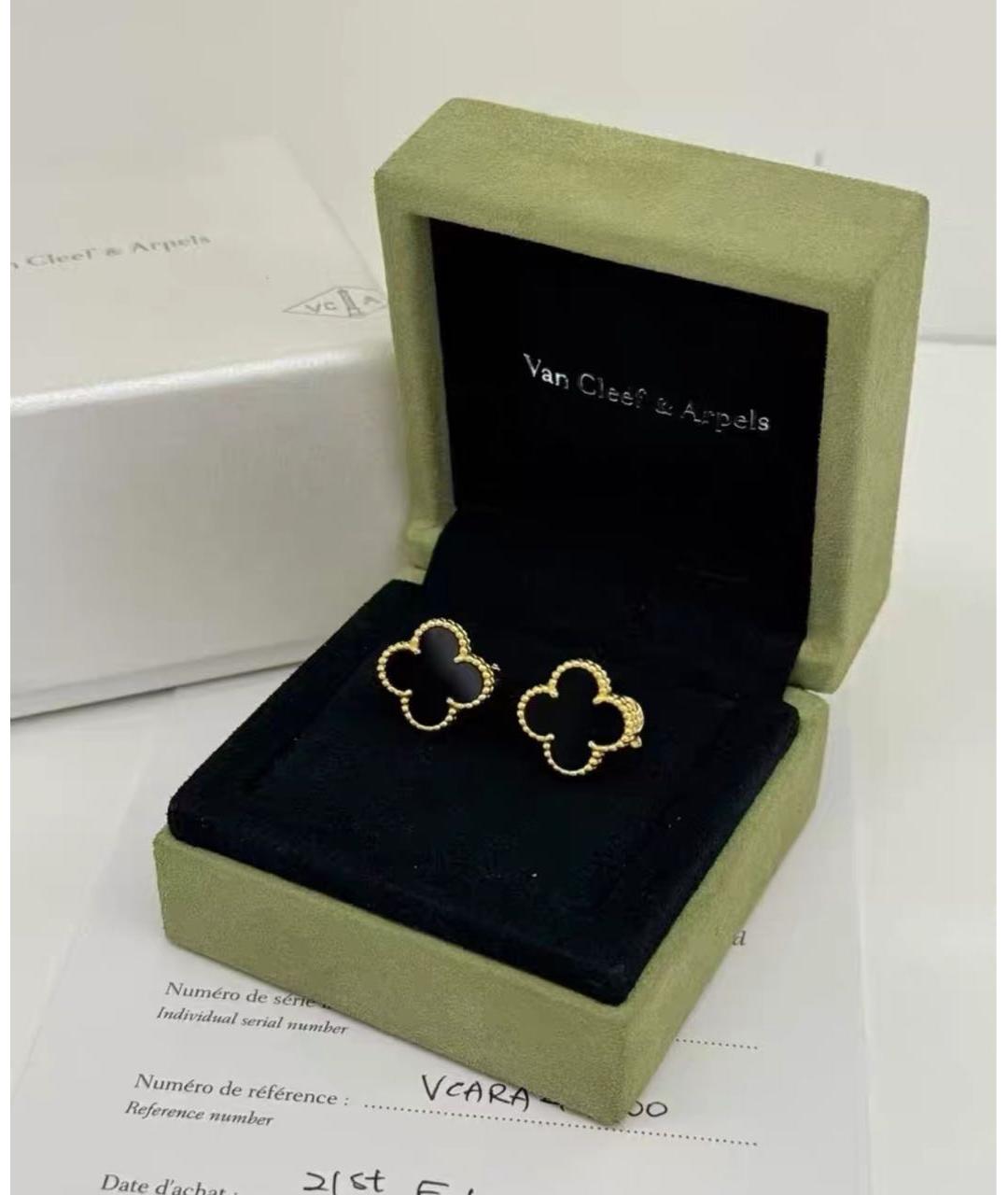 VAN CLEEF & ARPELS Черные серьги из желтого золота, фото 4