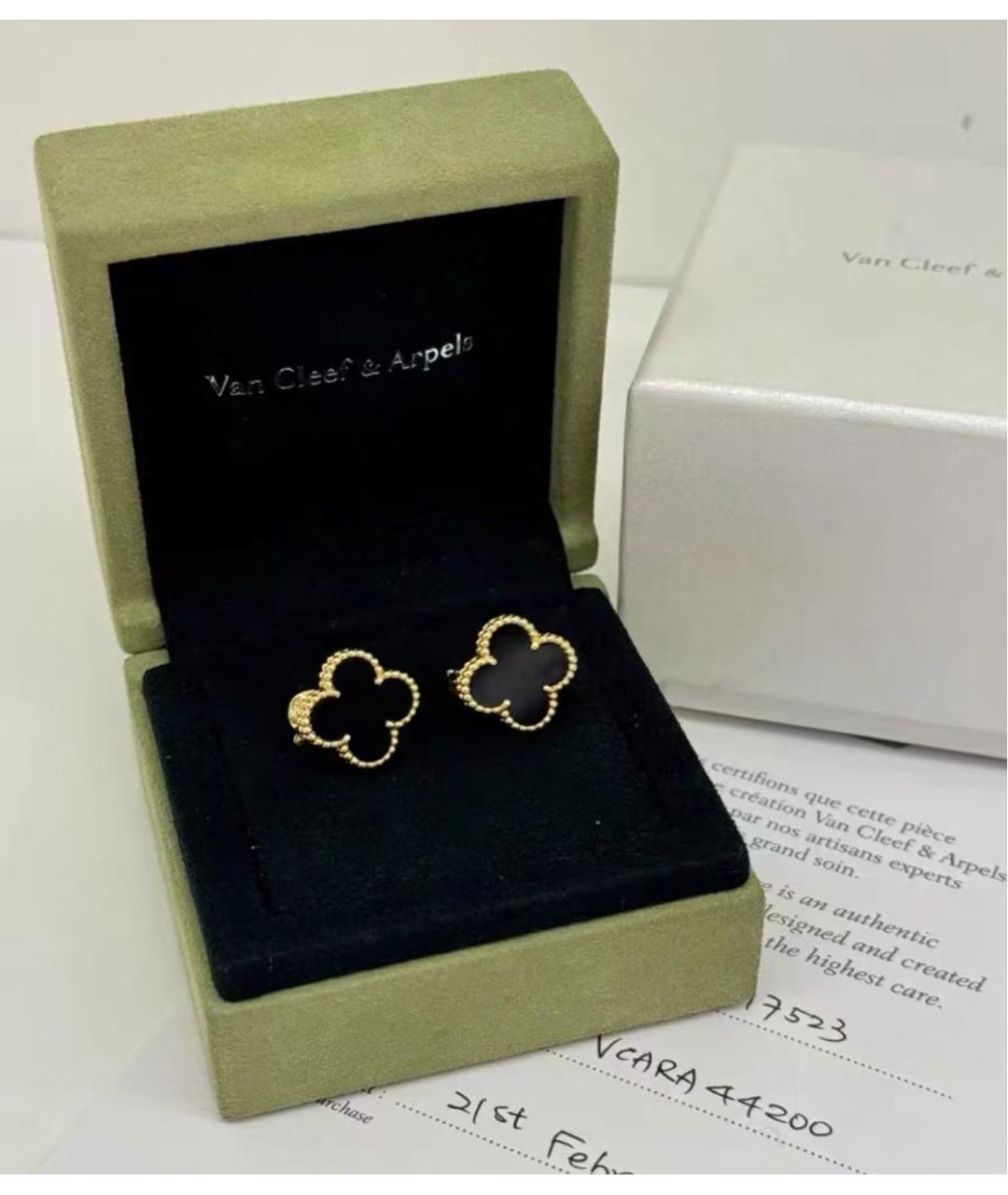 VAN CLEEF & ARPELS Черные серьги из желтого золота, фото 5