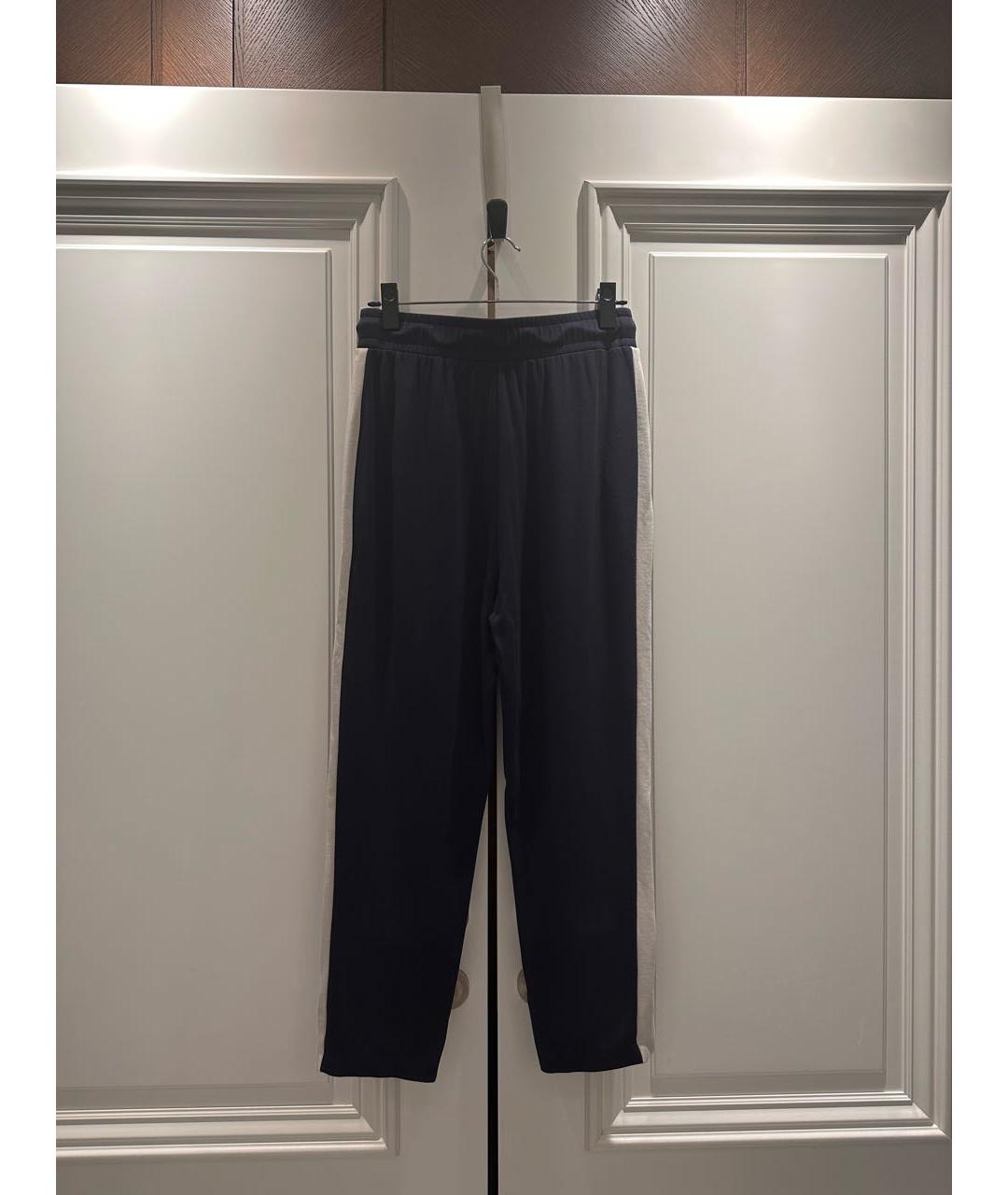 WEEKEND MAX MARA Темно-синие хлопко-эластановые брюки узкие, фото 2
