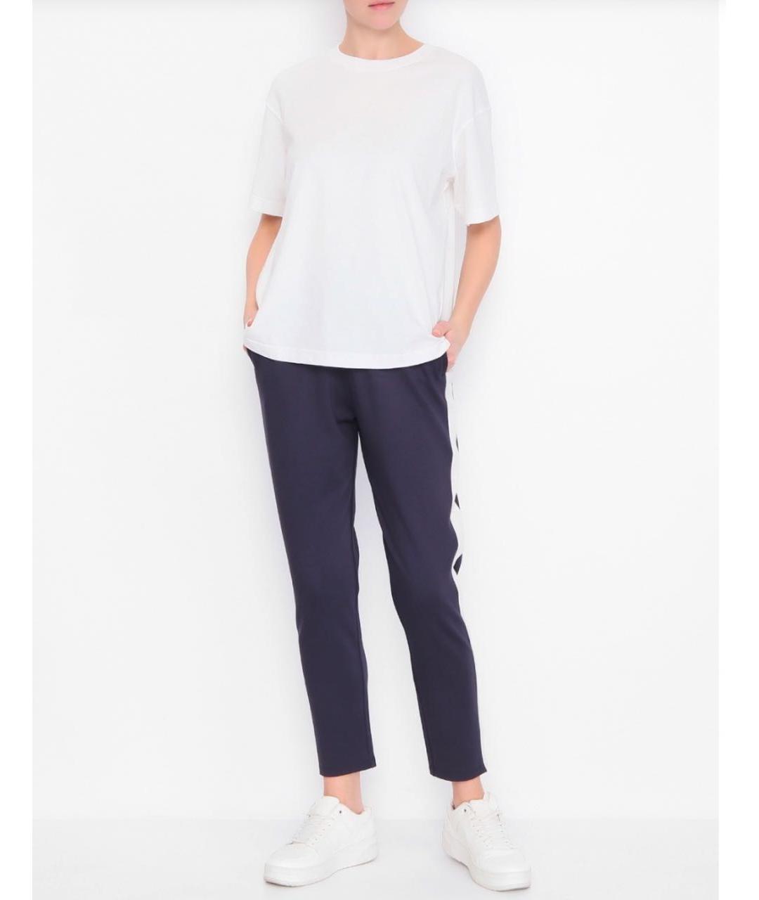 WEEKEND MAX MARA Темно-синие хлопко-эластановые брюки узкие, фото 3