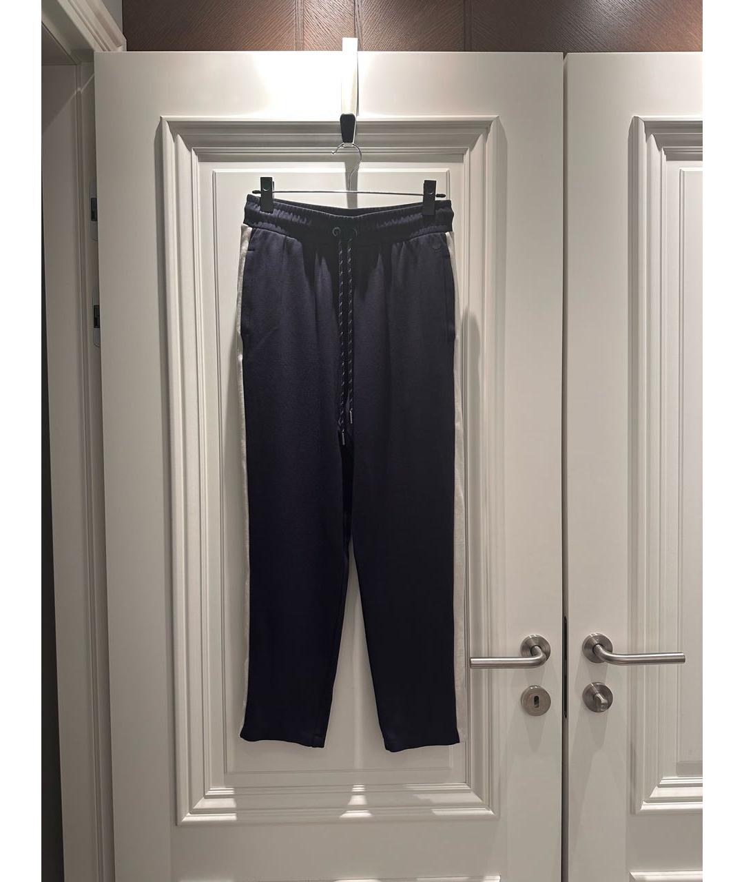 WEEKEND MAX MARA Темно-синие хлопко-эластановые брюки узкие, фото 7