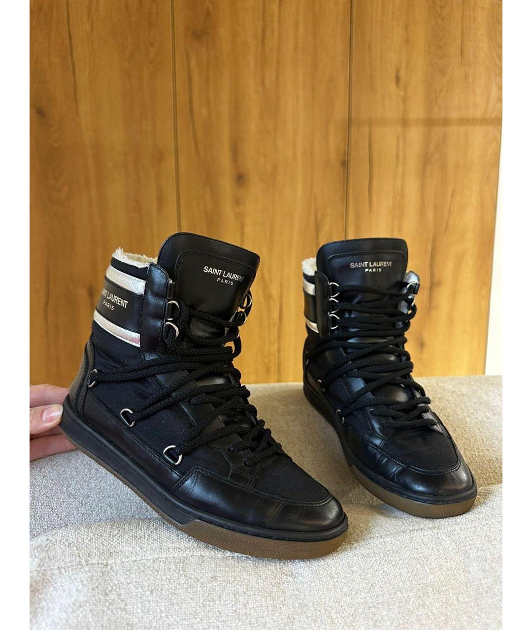 SAINT LAURENT Черные кожаные кеды, фото 2