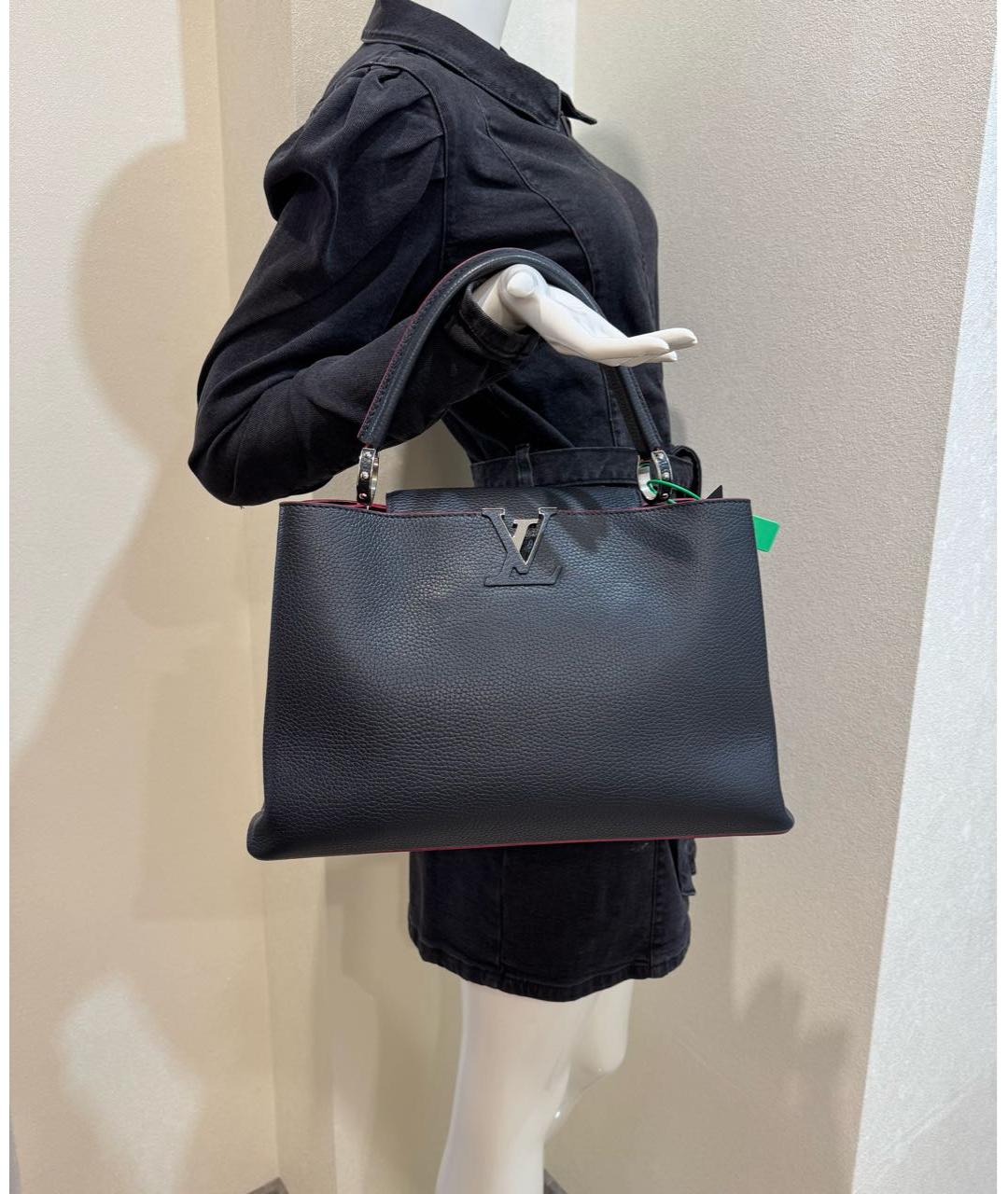 LOUIS VUITTON Темно-синяя кожаная сумка с короткими ручками, фото 7