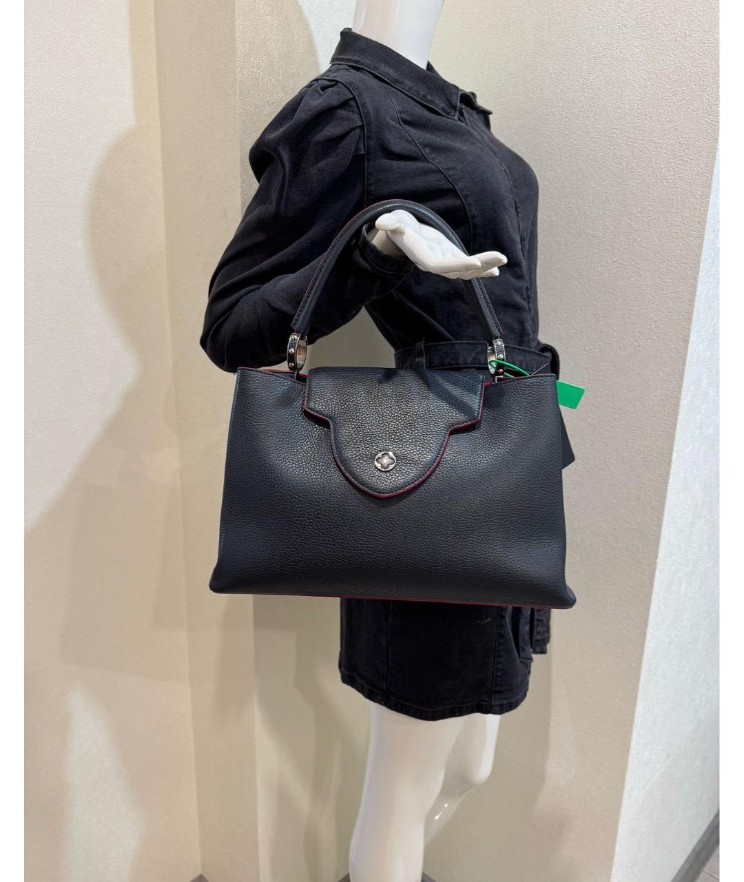 LOUIS VUITTON Темно-синяя кожаная сумка с короткими ручками, фото 8
