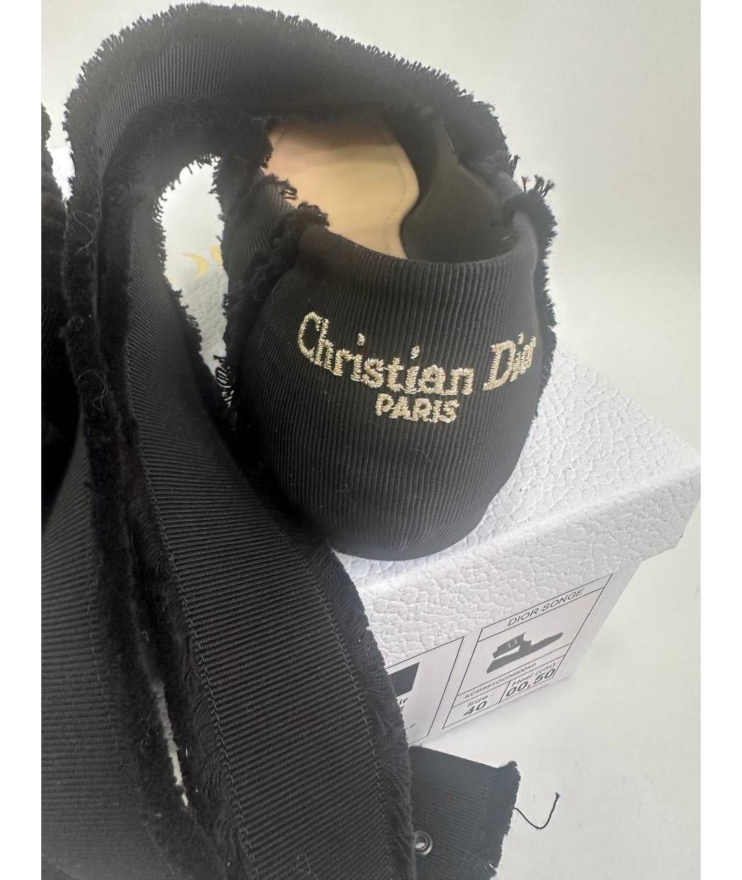 CHRISTIAN DIOR Черные текстильные балетки, фото 4