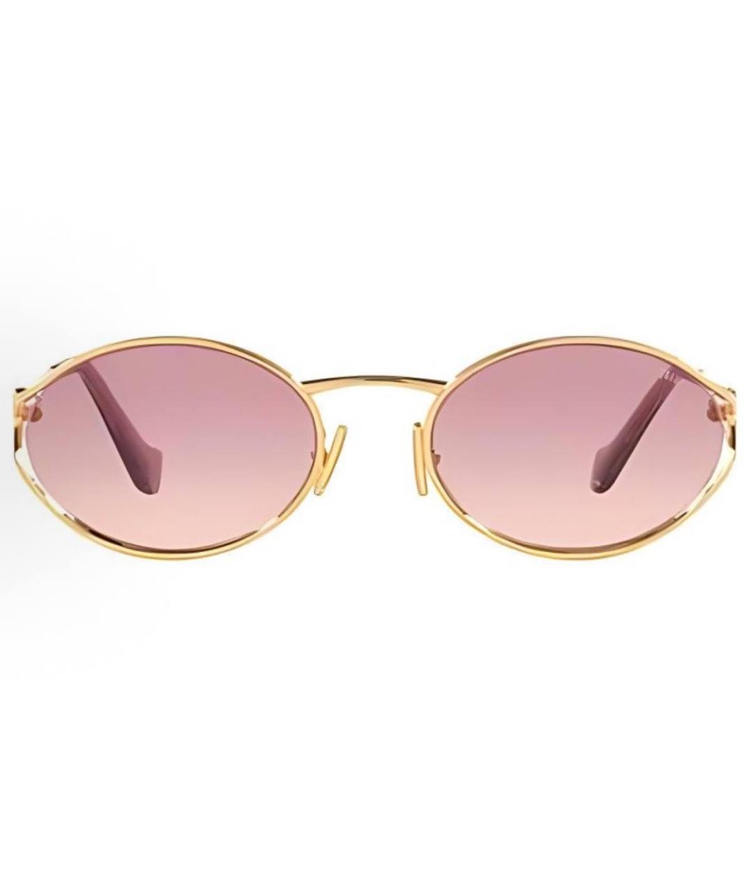 MIU MIU Золотые металлические солнцезащитные очки, фото 2
