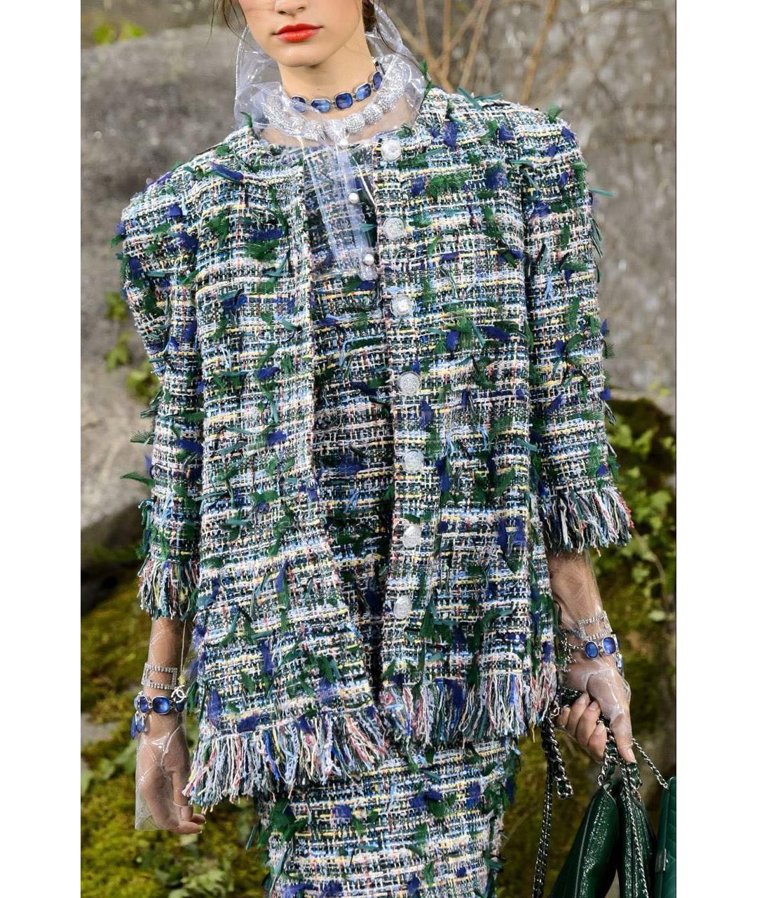 CHANEL Зеленые твидовое повседневное платье, фото 8