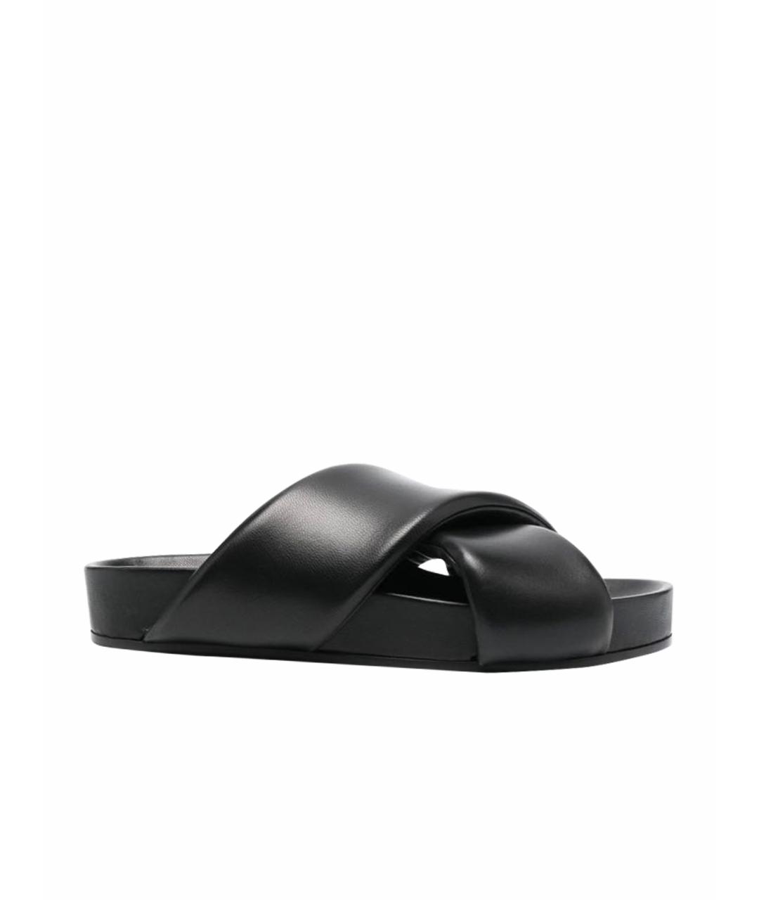 JIL SANDER Черные кожаные босоножки, фото 1