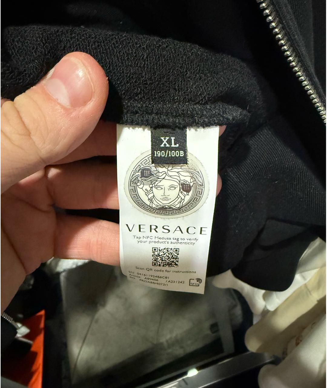 VERSACE Черная хлопковая куртка, фото 4