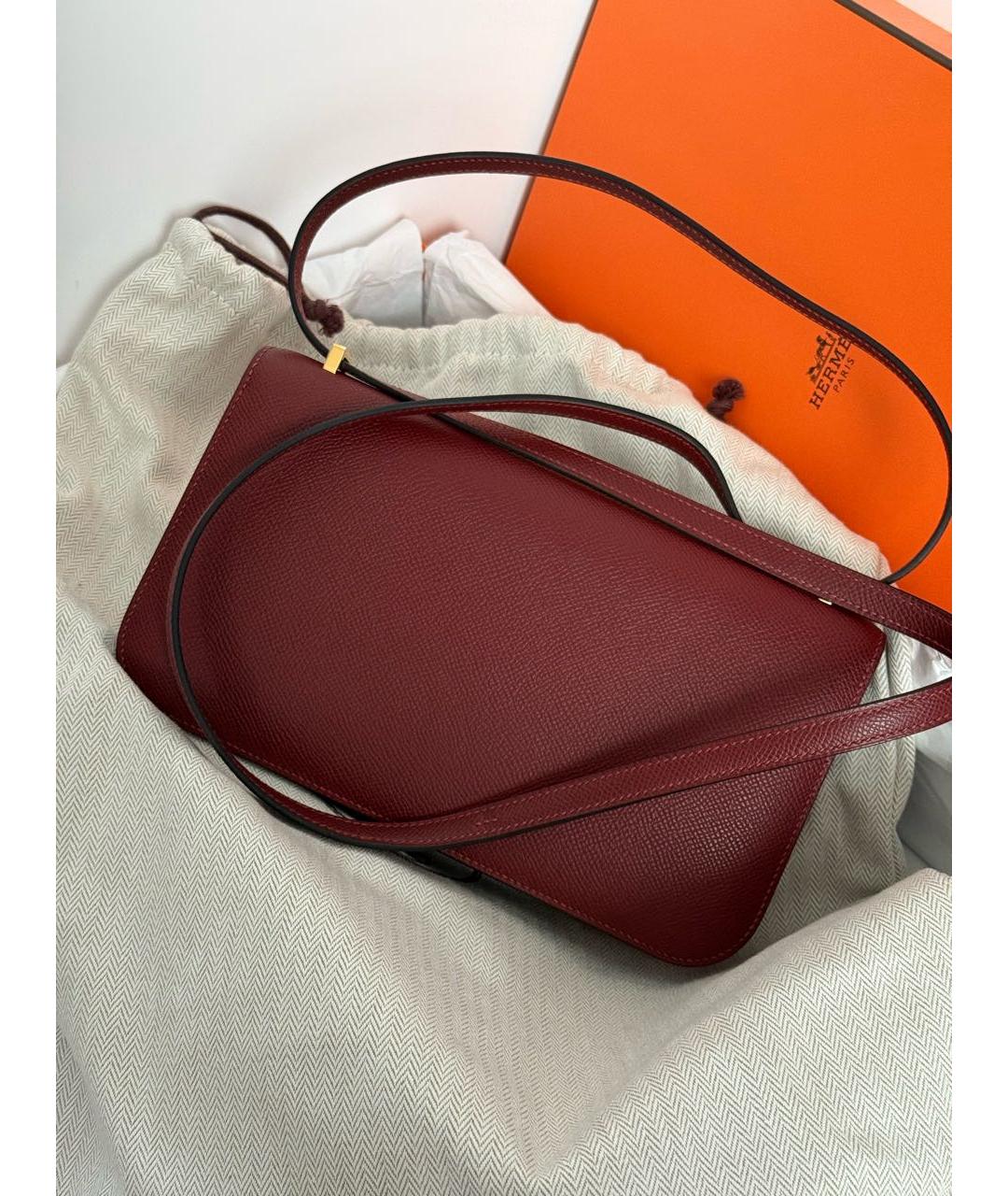 HERMES Бордовая кожаная сумка через плечо, фото 5