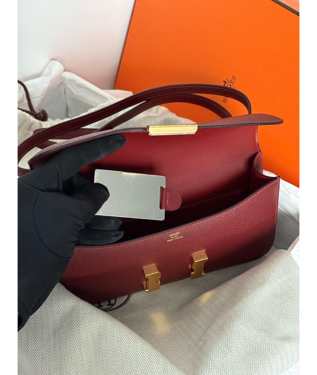 HERMES Бордовая кожаная сумка через плечо, фото 4