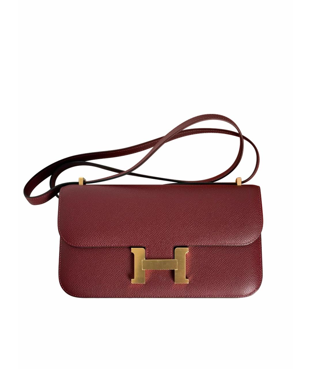 HERMES Бордовая кожаная сумка через плечо, фото 1