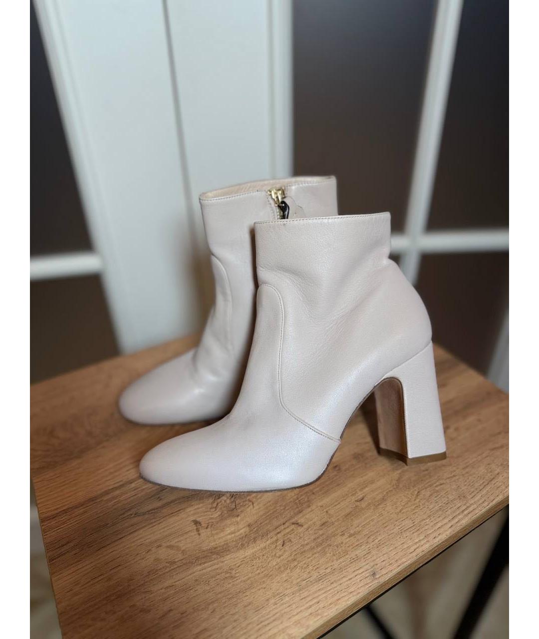 STUART WEITZMAN Бежевые кожаные ботильоны, фото 8