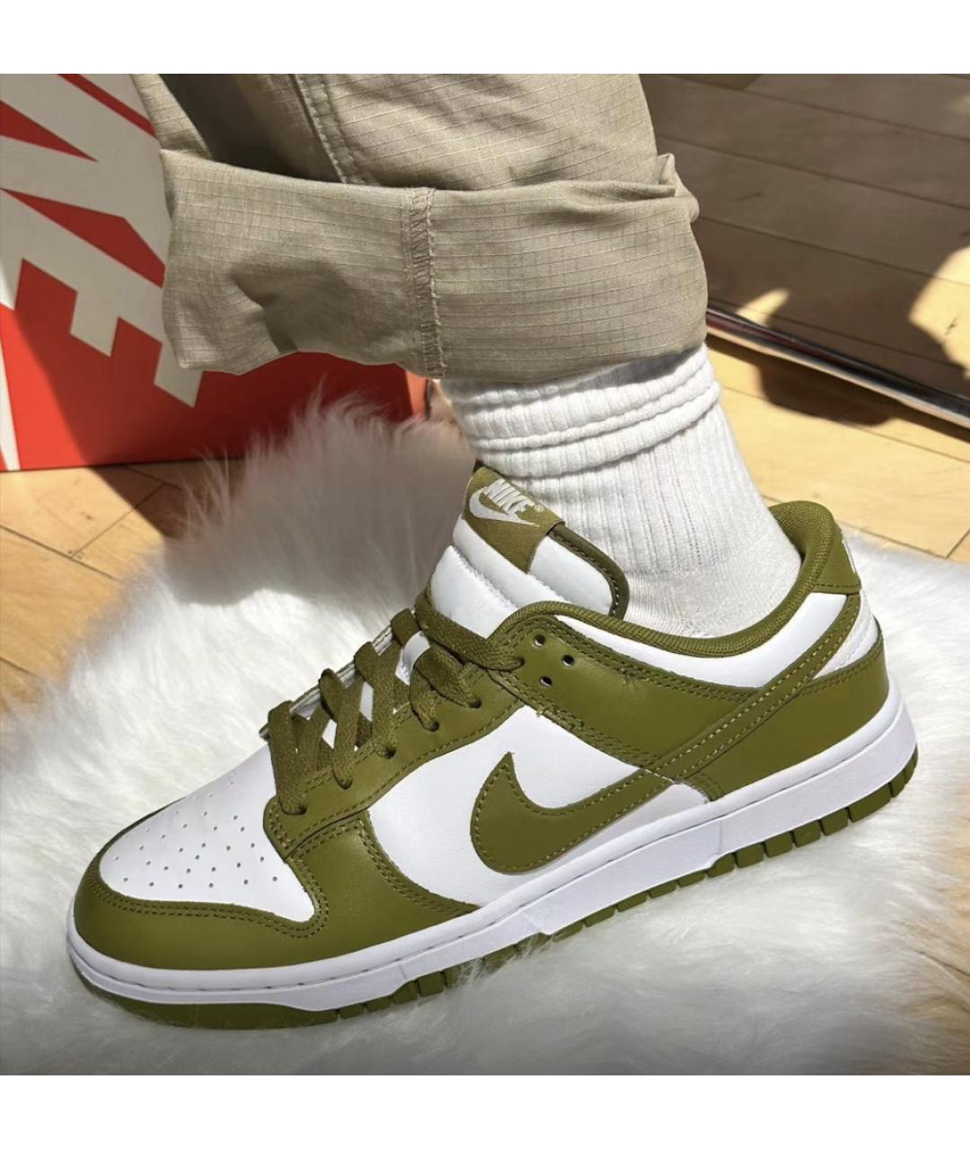 NIKE Хаки кожаные низкие кроссовки / кеды, фото 3