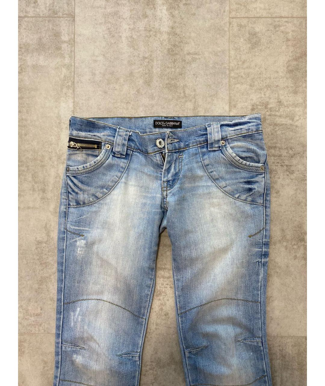 DOLCE&GABBANA Голубые хлопковые джинсы слим, фото 3