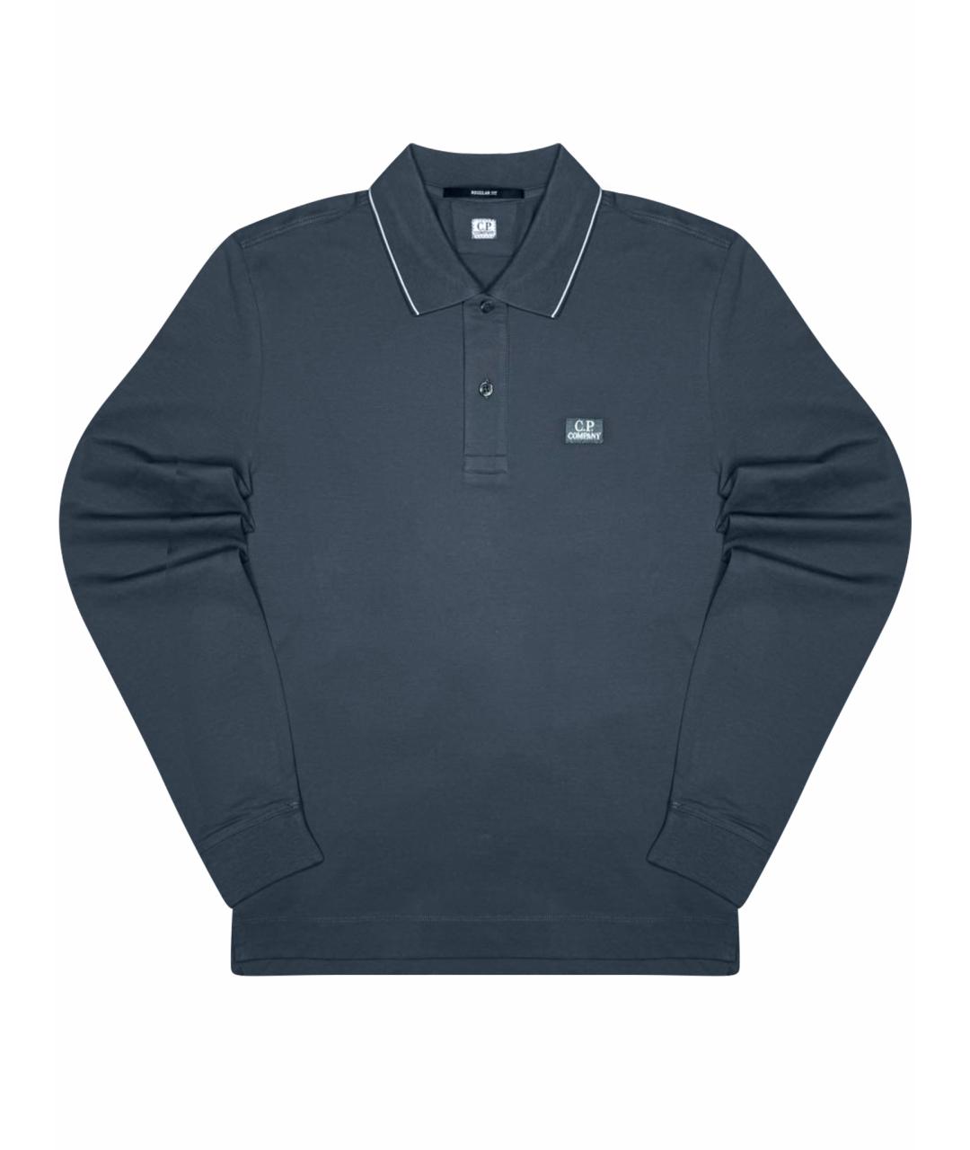 CP COMPANY Серое хлопковое поло с длинным рукавом, фото 1