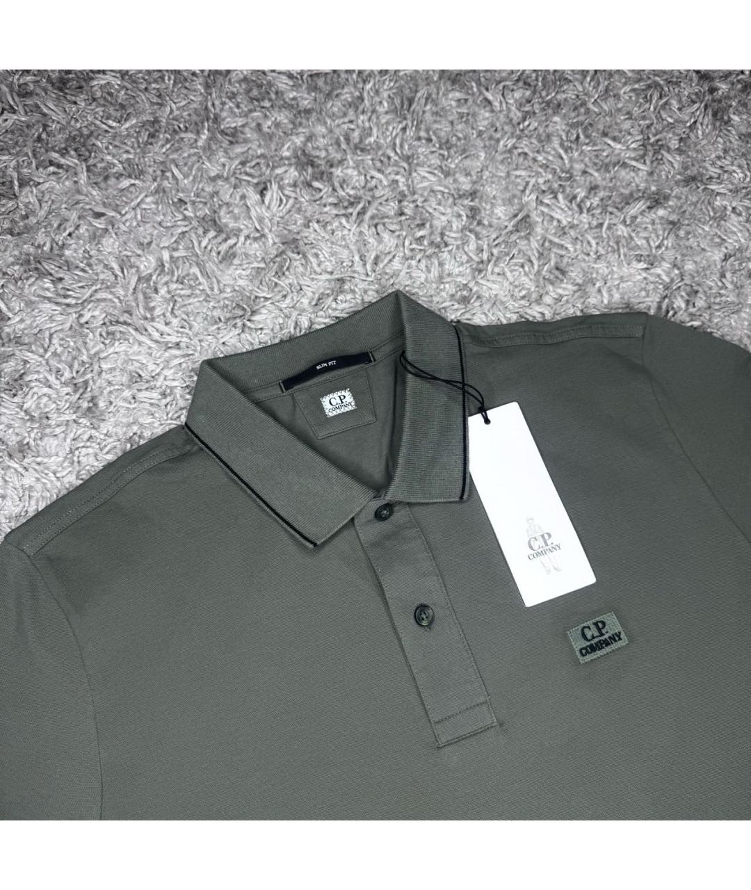 CP COMPANY Хаки хлопковое поло с длинным рукавом, фото 2