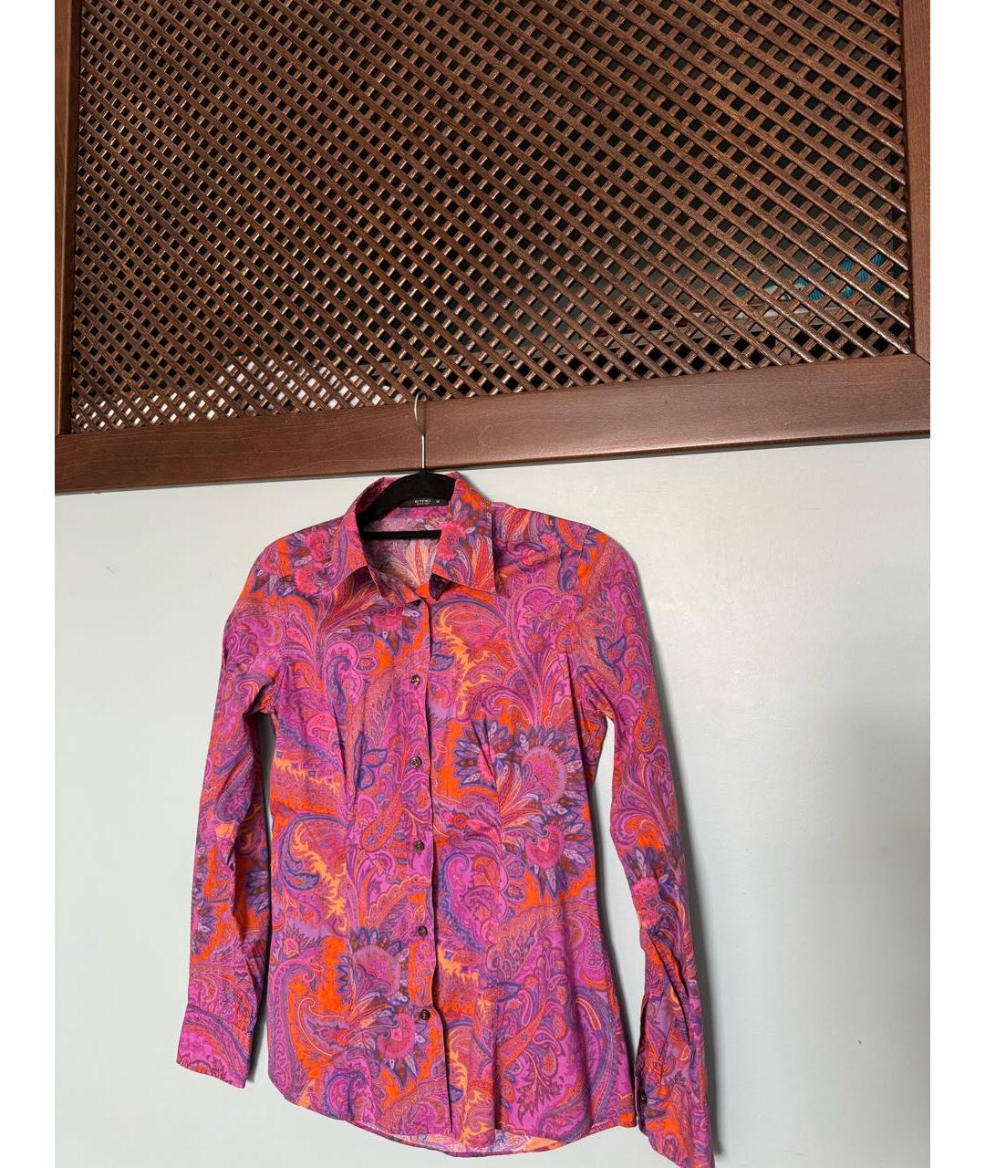 ETRO Фуксия хлопко-эластановая рубашка, фото 5