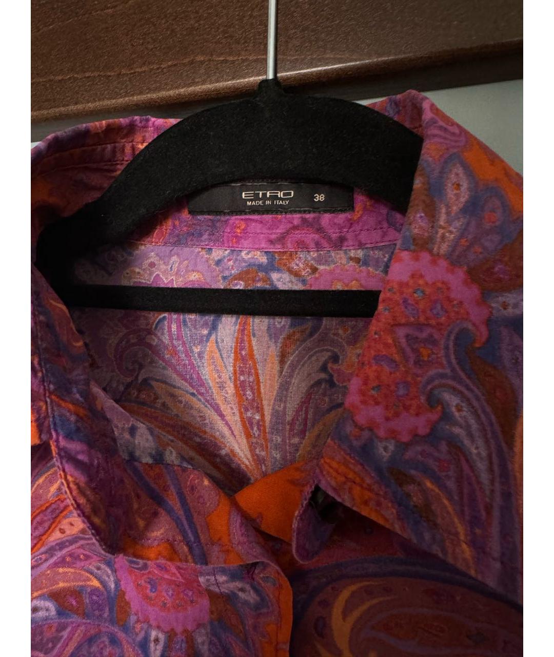 ETRO Фуксия хлопко-эластановая рубашка, фото 4