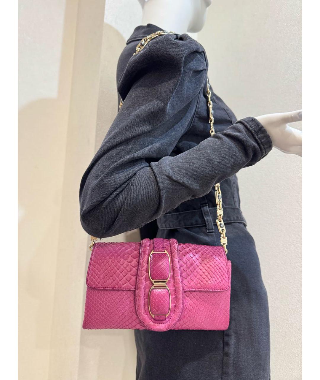 CELINE Розовая сумка через плечо из экзотической кожи, фото 4