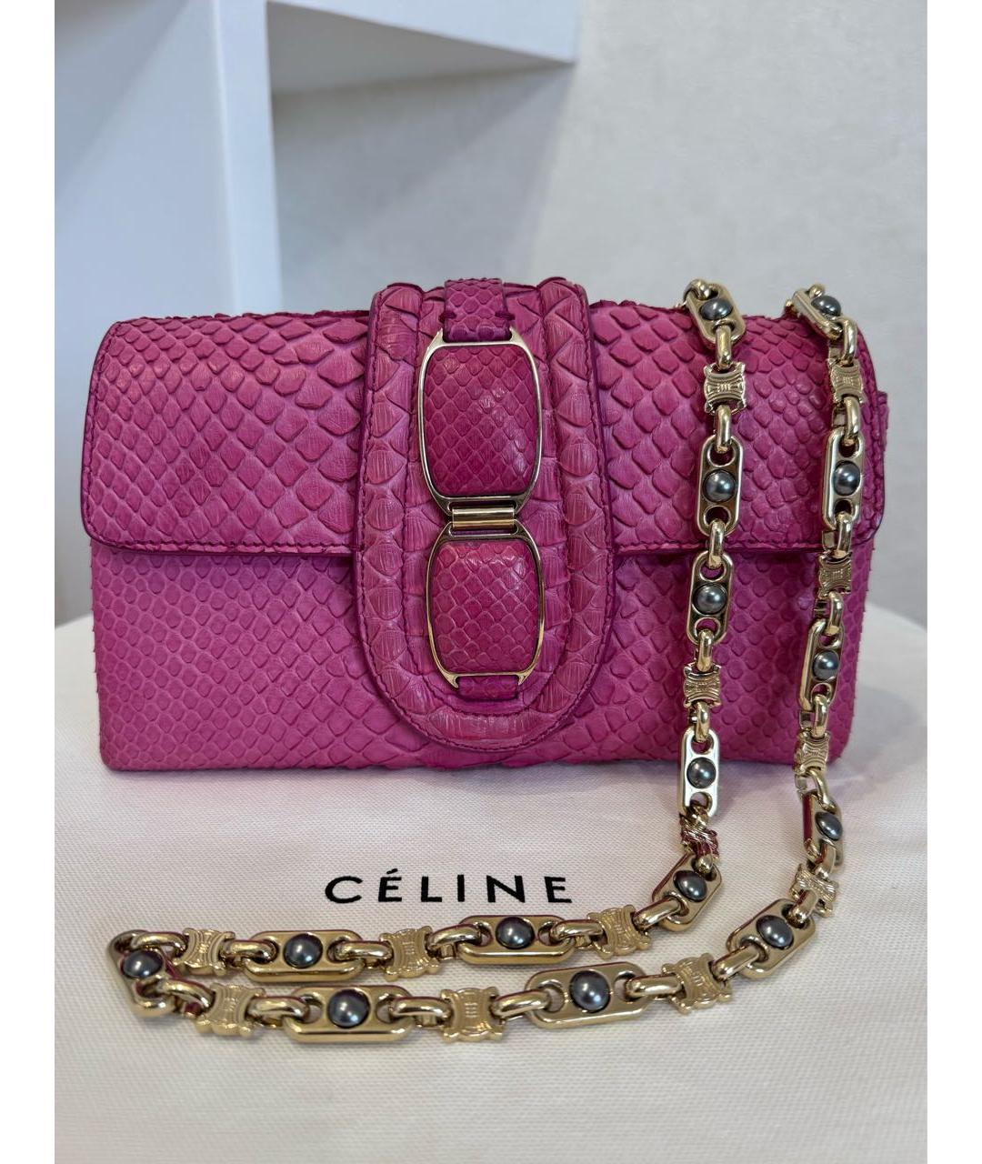 CELINE Розовая сумка через плечо из экзотической кожи, фото 2