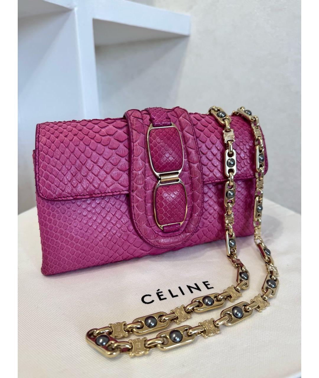 CELINE Розовая сумка через плечо из экзотической кожи, фото 3