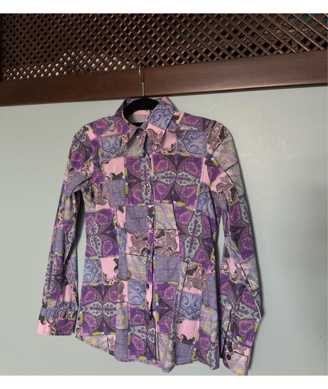 ETRO Фиолетовая хлопко-эластановая рубашка, фото 5