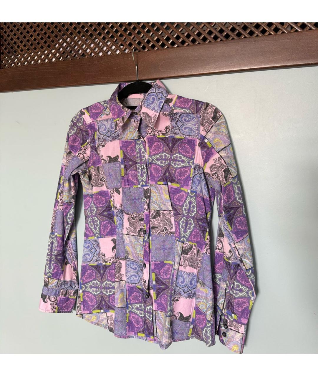 ETRO Фиолетовая хлопко-эластановая рубашка, фото 3