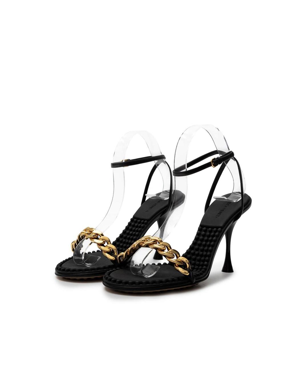 BOTTEGA VENETA Черные кожаные босоножки, фото 3