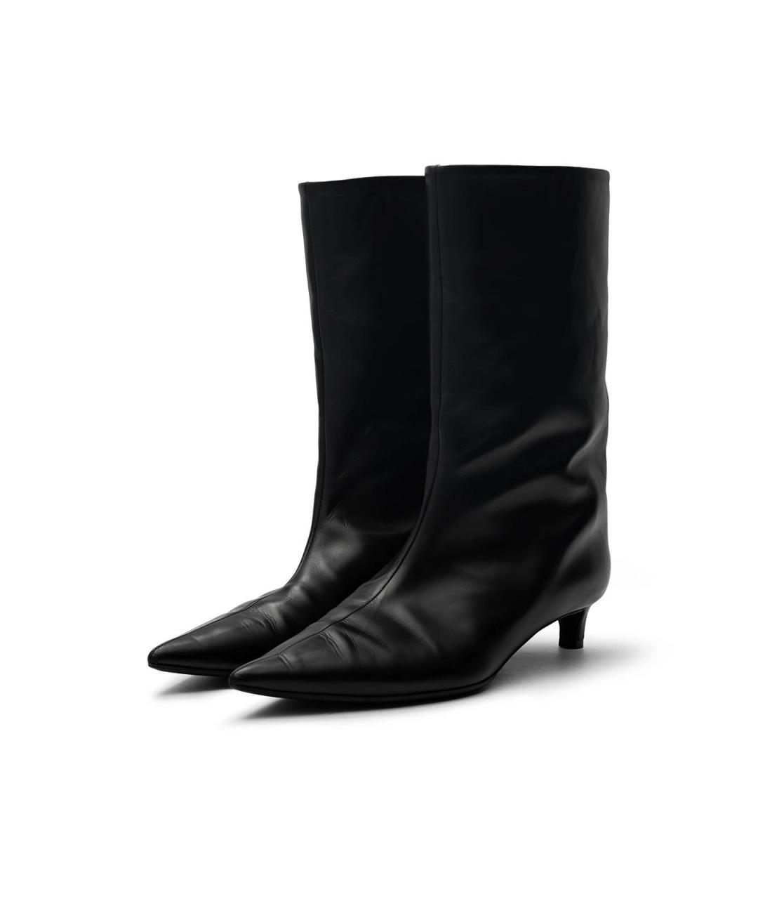 JIL SANDER Черные кожаные ботильоны, фото 2