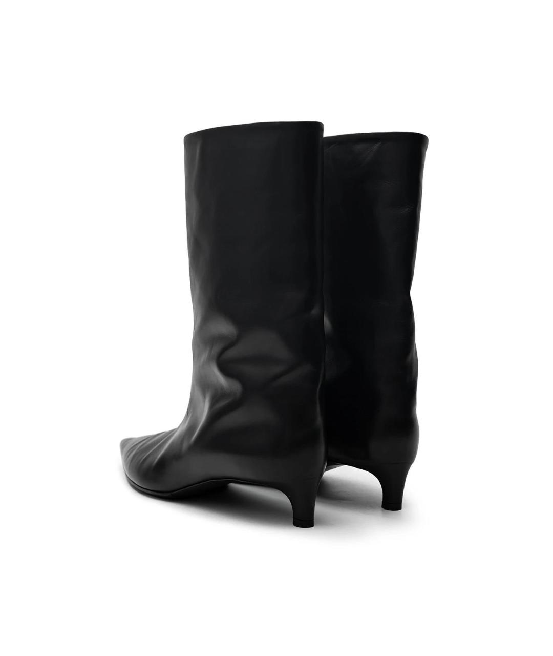 JIL SANDER Черные кожаные ботильоны, фото 4