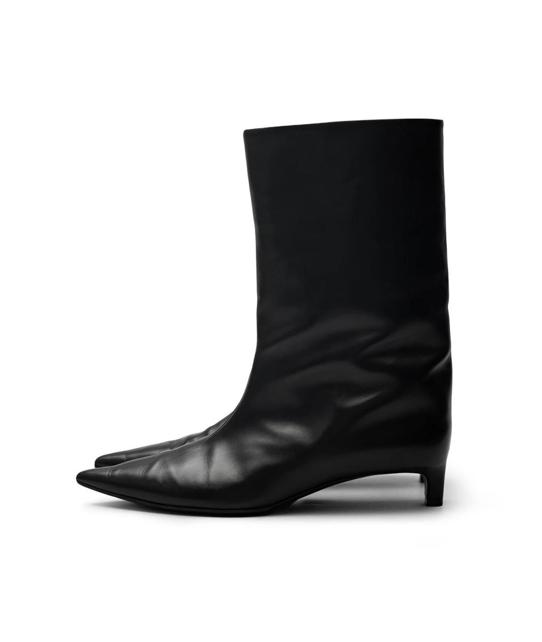 JIL SANDER Черные кожаные ботильоны, фото 3