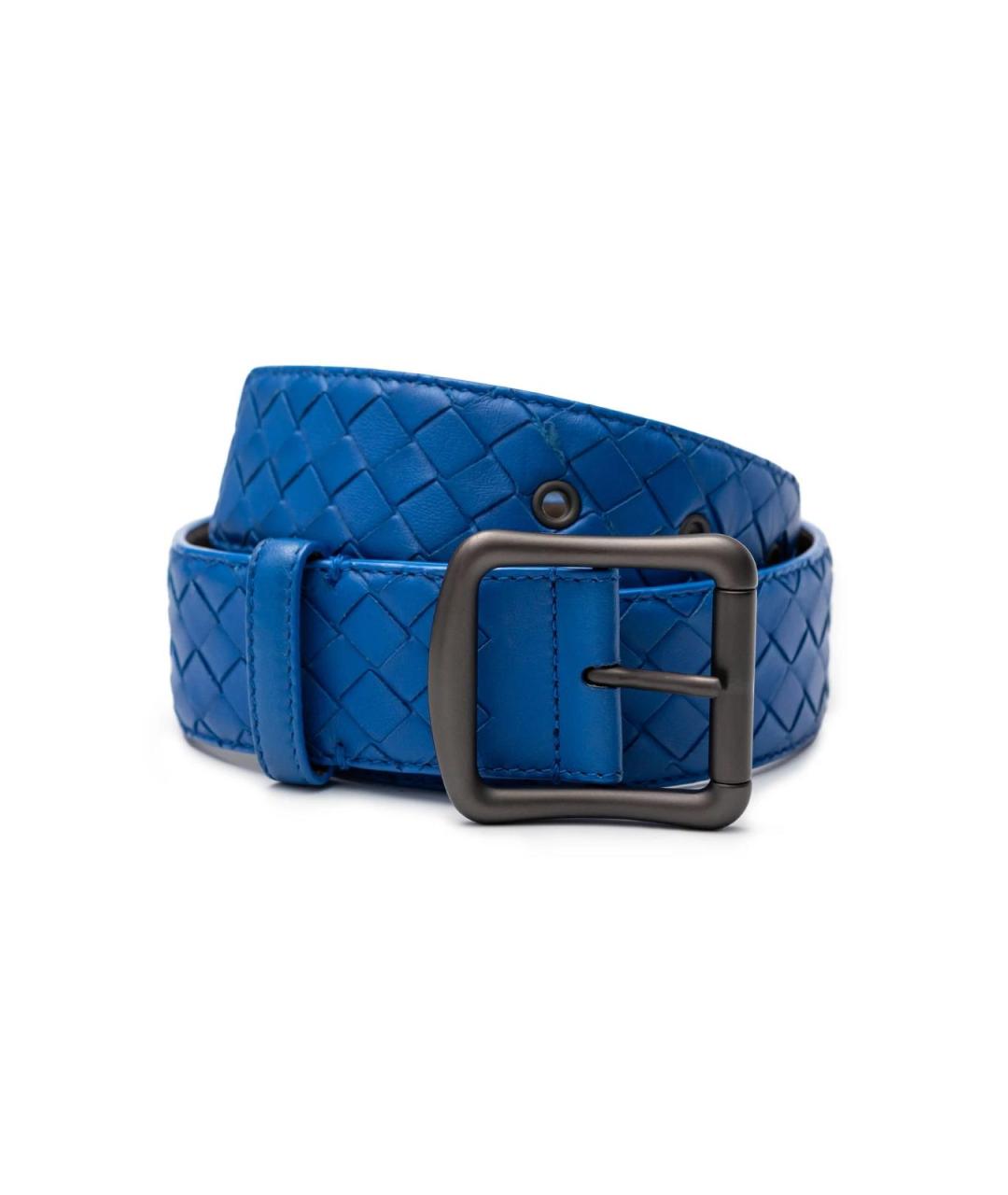 BOTTEGA VENETA Синий кожаный ремень, фото 4
