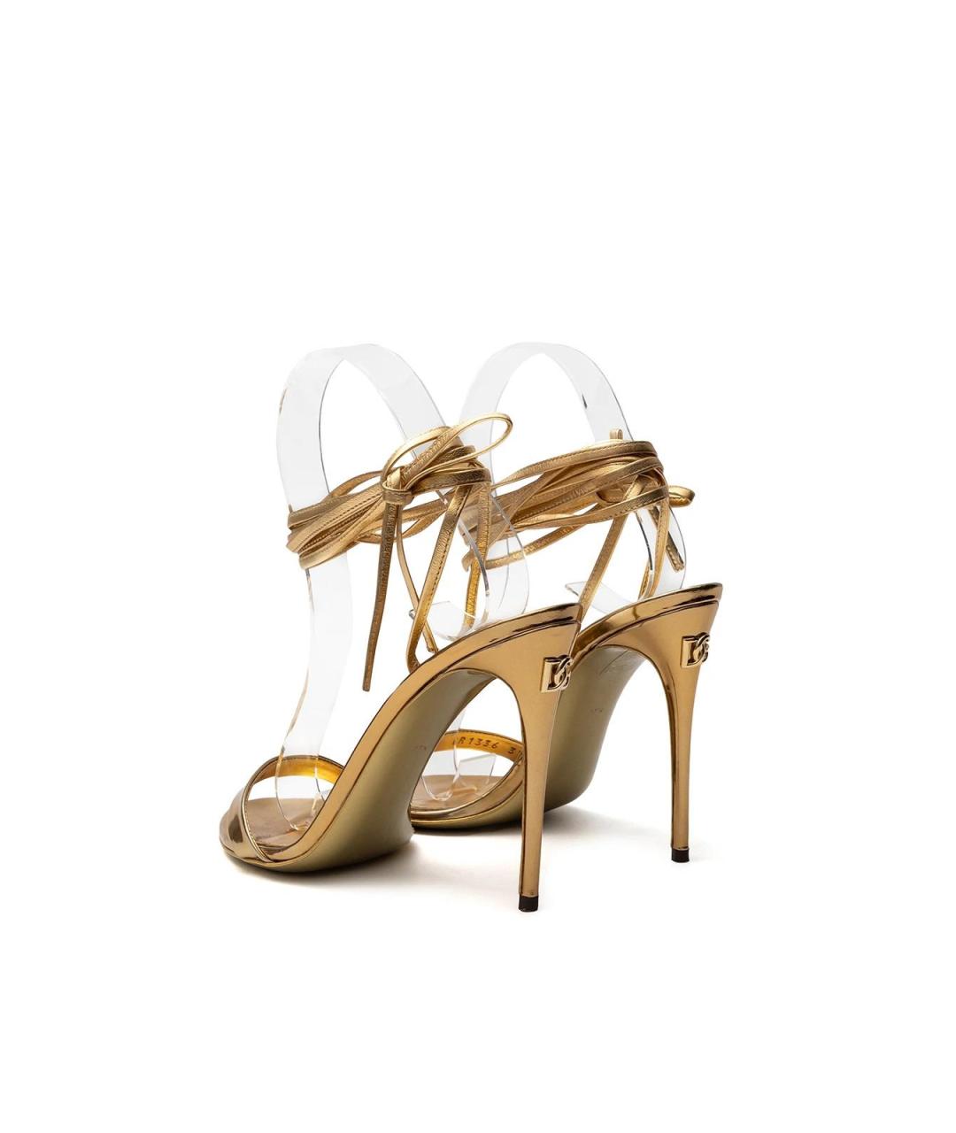 DOLCE&GABBANA Золотые кожаные босоножки, фото 4