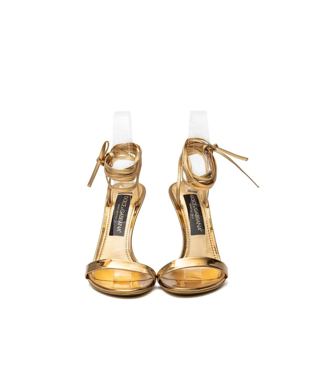 DOLCE&GABBANA Золотые кожаные босоножки, фото 5
